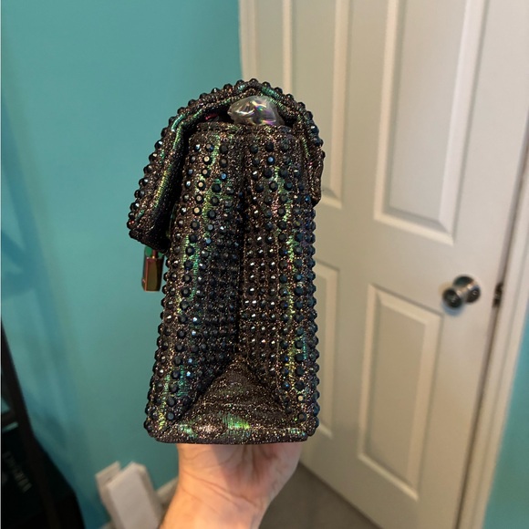NWT Kurt Geiger Green & Black Studded Mini Brixton Bag - Picture 3 of 4